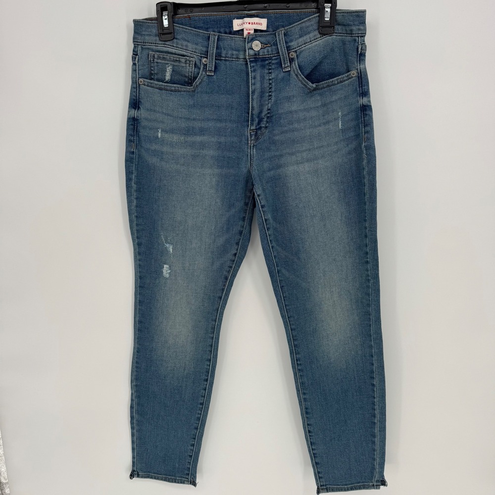 Lucky Brand Ava Women Jeans Size 10 Blue‎ Wash Distressed Cropped Leg  Ankle